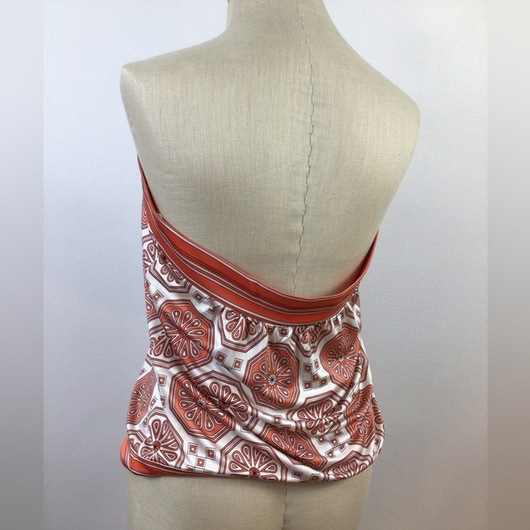 Trina Turk Coral and Cream Geometric Print Top, sz LG - Picture 6 of 12